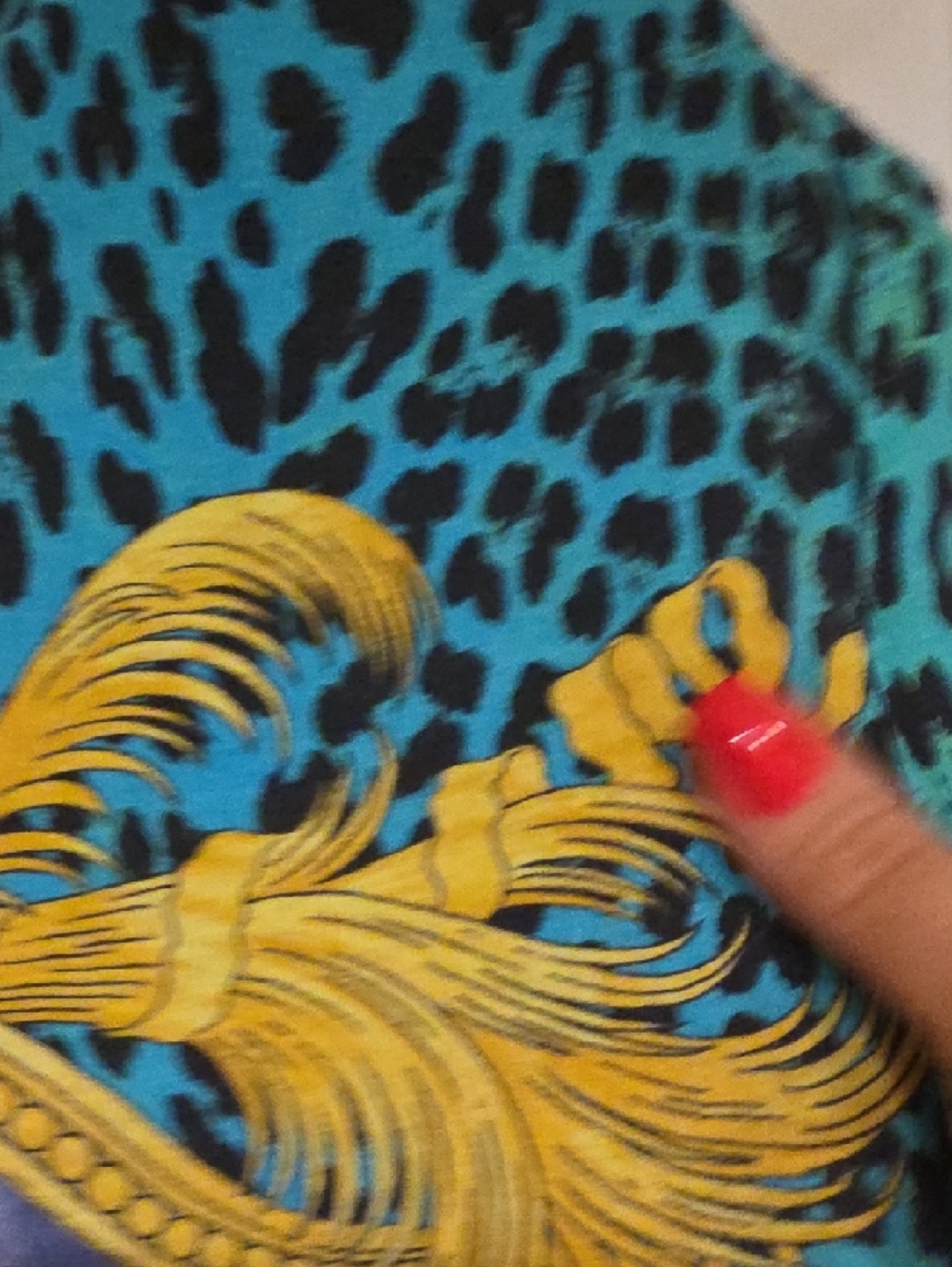 Versace Turquoise, Yellow & Black Baroque Beach Tee T-shirt Top - Picture 3 of 5